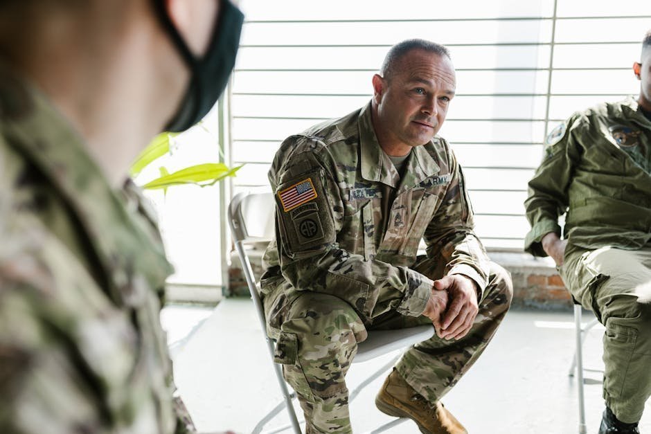 Veterans gathered for a peer support meeting at a veteran-specific sober living house